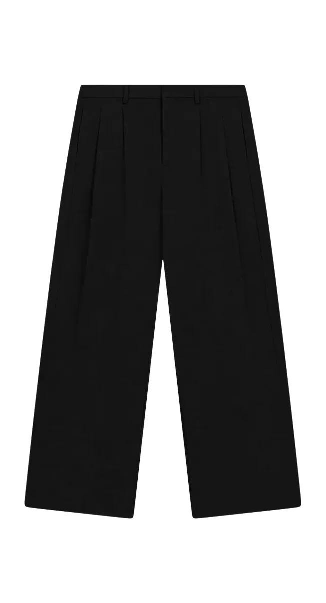 Pleated bukser, sort fra 33mm